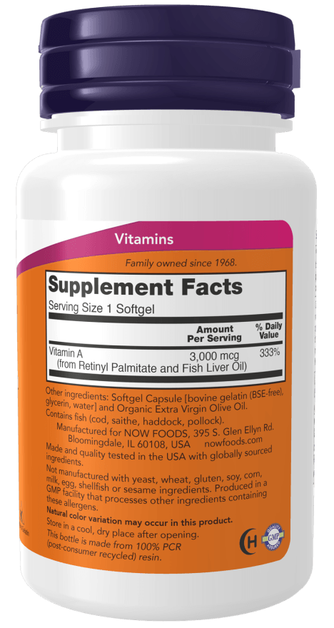 Now Foods Vitamin A 10,000 IU 100 Softgels