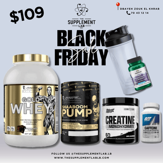 Gold Whey + SHABOOM Preworkout + Creatine + Magnesium + Caffeine + Shaker
