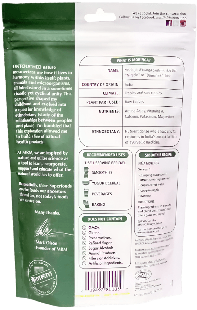 MRM Organic Moringa Powder | 8.5 oz (240 g)