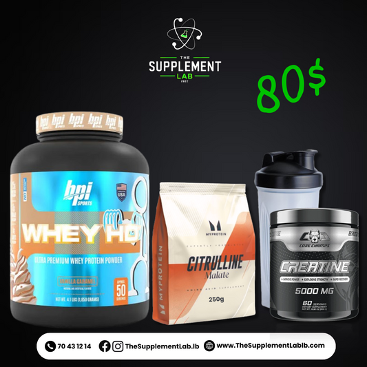 Whey Protein 50 Servings + Citruline Malate + Creatine + Shaker