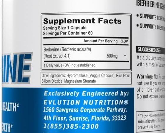 Evlution Nutrition Berberine, 500mg, 60 Capsules