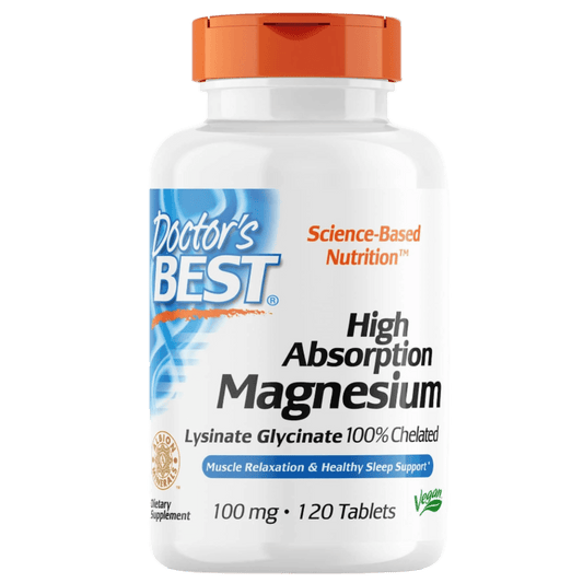 Doctor's Best High Absorption Magnesium Glycinate Lysinate, 100% Chelated, 100 mg, 120 Tablets