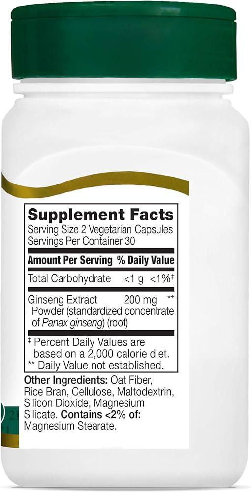 21st Century Ginseng Extract Veg Capsules, 60 Tablets