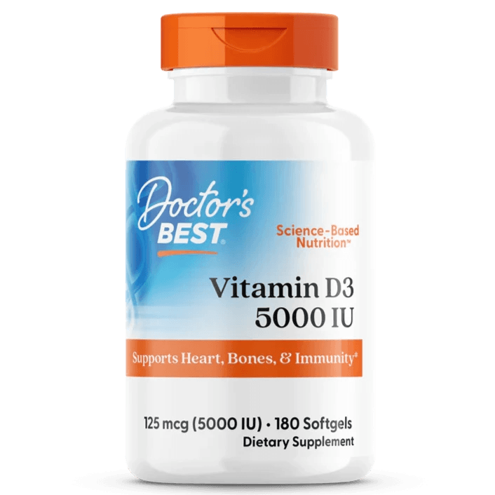 Doctor's Best, Vitamin D3, 125 mcg (5,000 IU), 180 Softgels