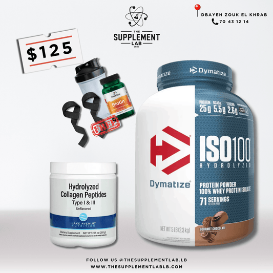 Dymatize Iso100 + Collagen + Biotin + Free Straps & Shaker