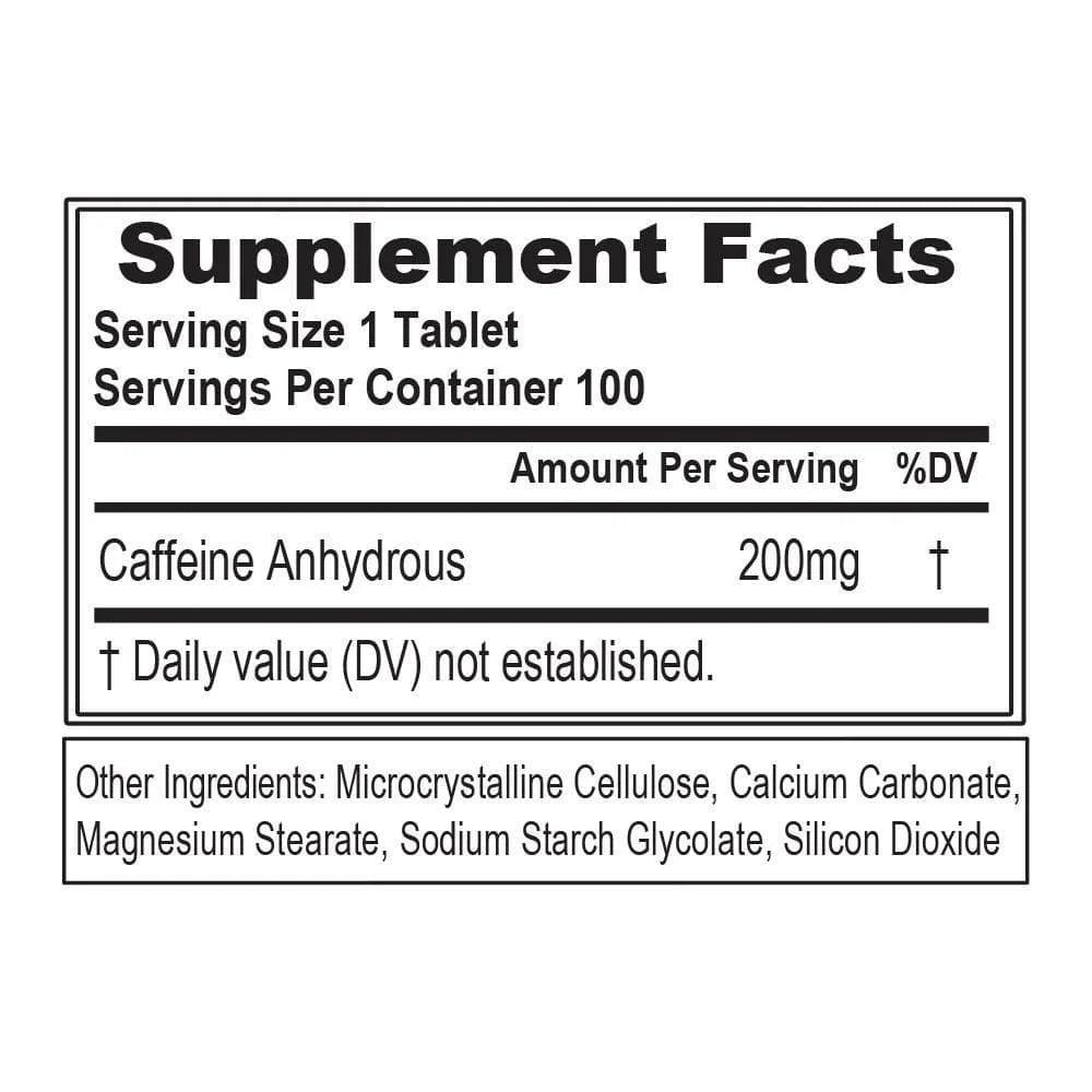 Evlution Nutrition Caffeine Tablets - Boost Energy, Focus & Alertness - 100 Servings Caffeine Supplement for Men & Women