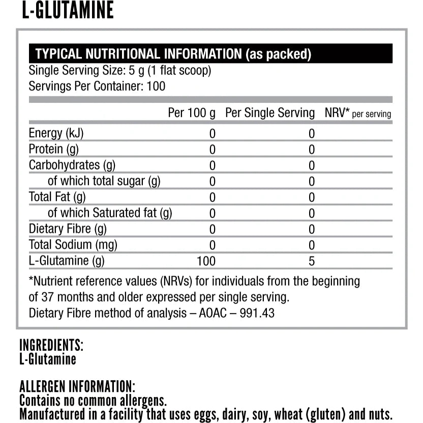 Nutritech L-Glutamine 500g (100 Servings)
