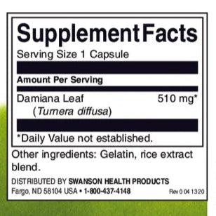 Swanson Full Spectrum Damiana, 510 mg,100 capsules