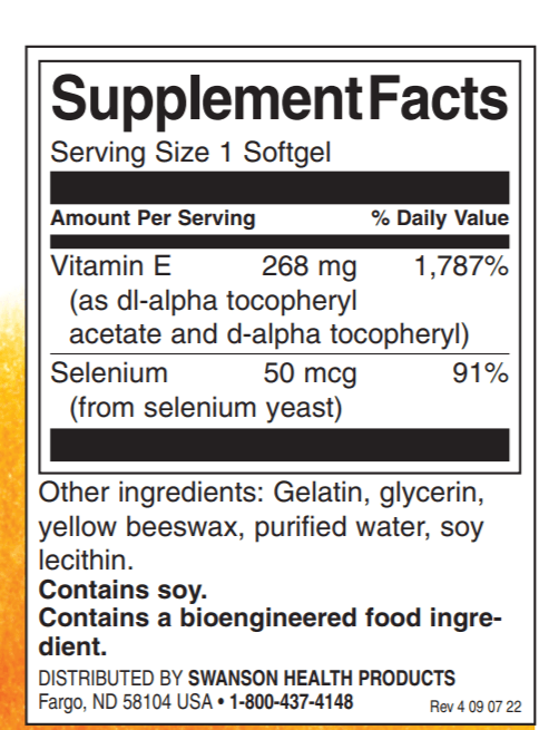 Vitamin E with Selenium, 400 IU, 90 Softgels