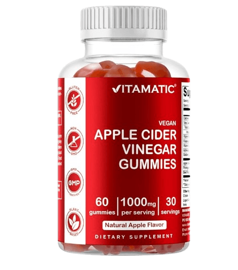 Vitaminic Apple Cider Vinegar Gummies, 1000mg per Serving, 60 Vegan Gummies