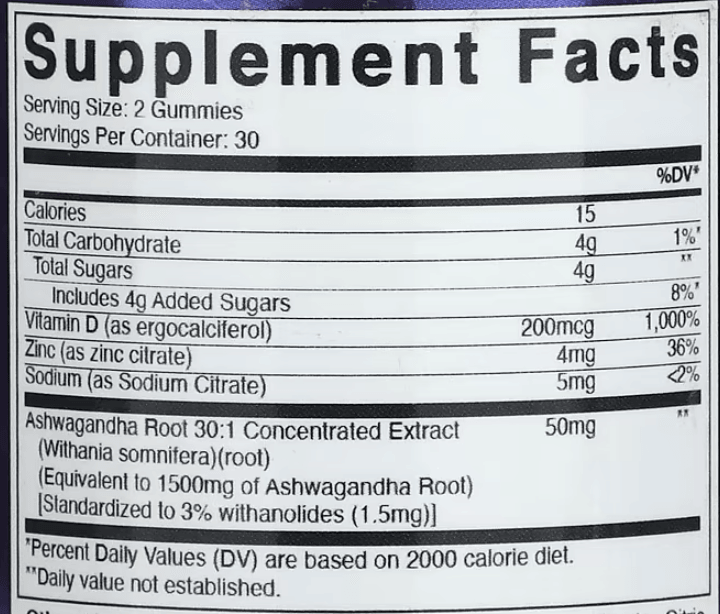 Vitamatic Vegan Ashwagandha with Tart Cherry – 1,500mg | 60 Gummies | Stress & Sleep Support