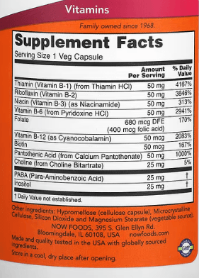 NOW Foods B-50 Complex – 50mg (100 Veg Capsules)