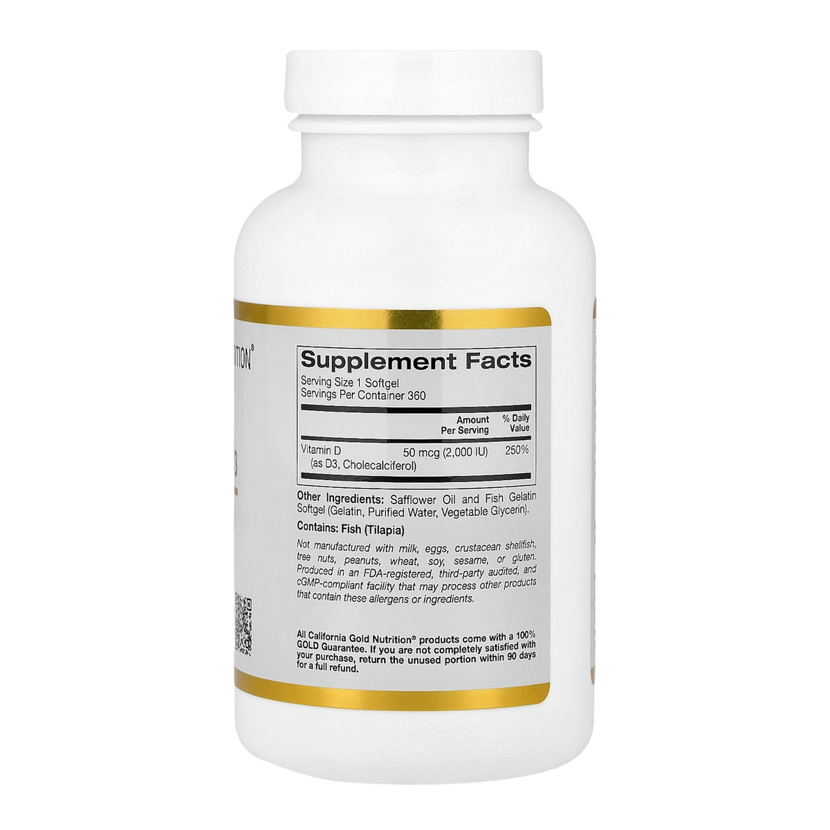 vitamin d 2000iu 360 california gold nutrition supplement facts