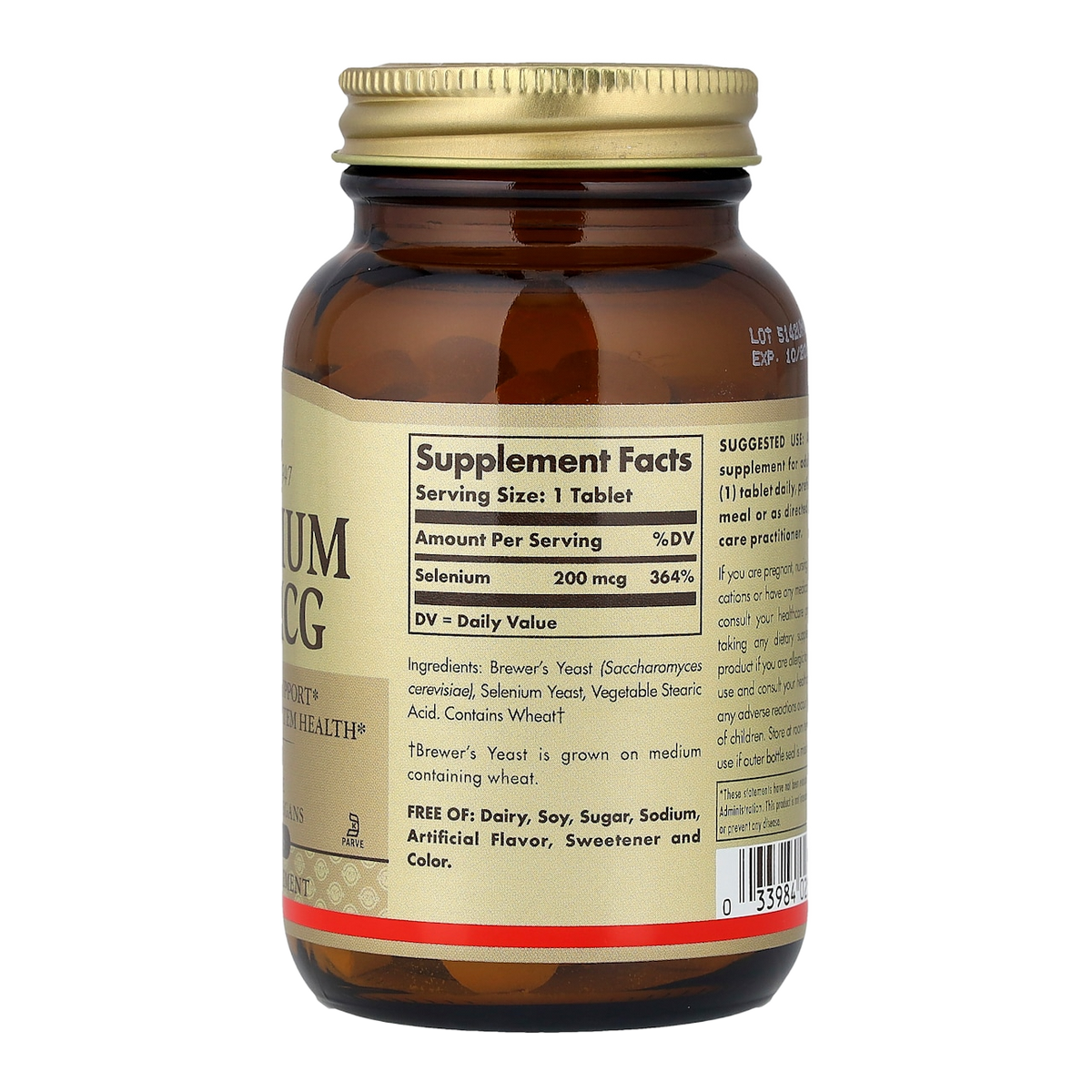 selenium 200mcg 100 solgar selenomethionine supplement facts