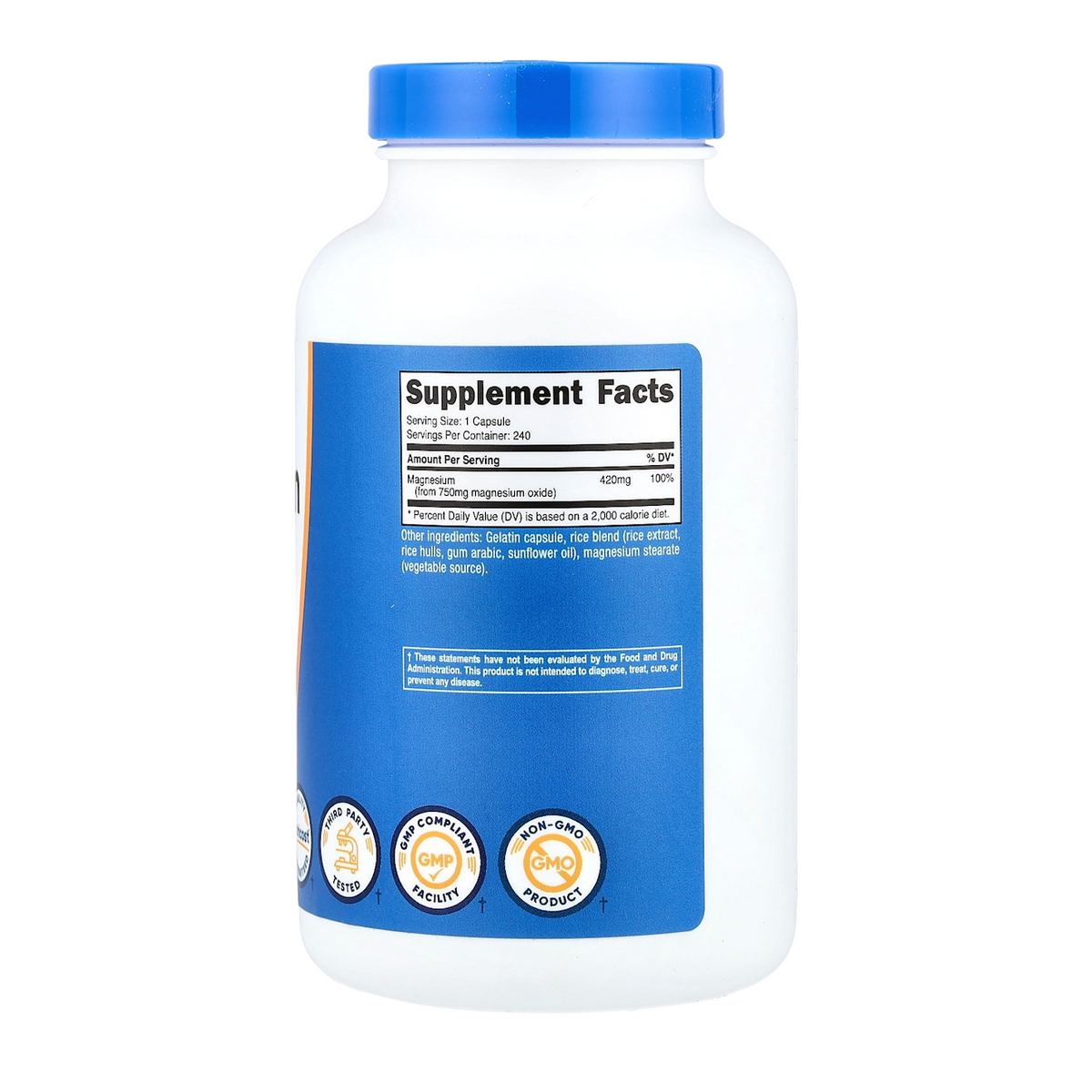 magnesium oxide 750mg 240 nutricost supplement facts