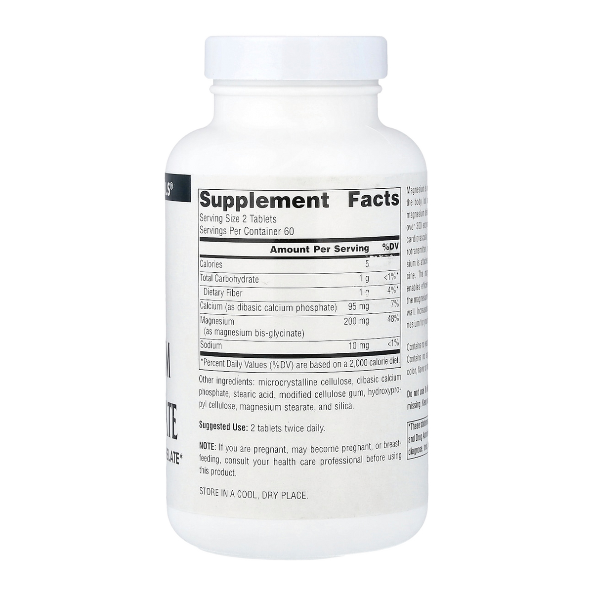 magnesium bisglycinate 120 source naturals supplement facts