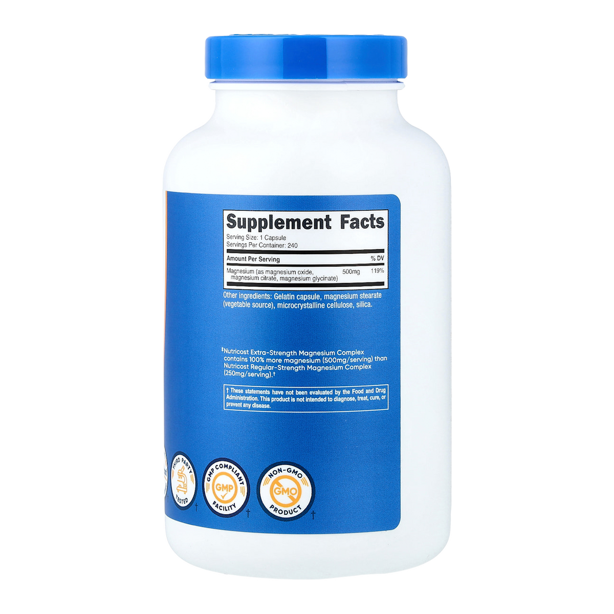 magnesium complex 500mg 240 nutricost supplement facts