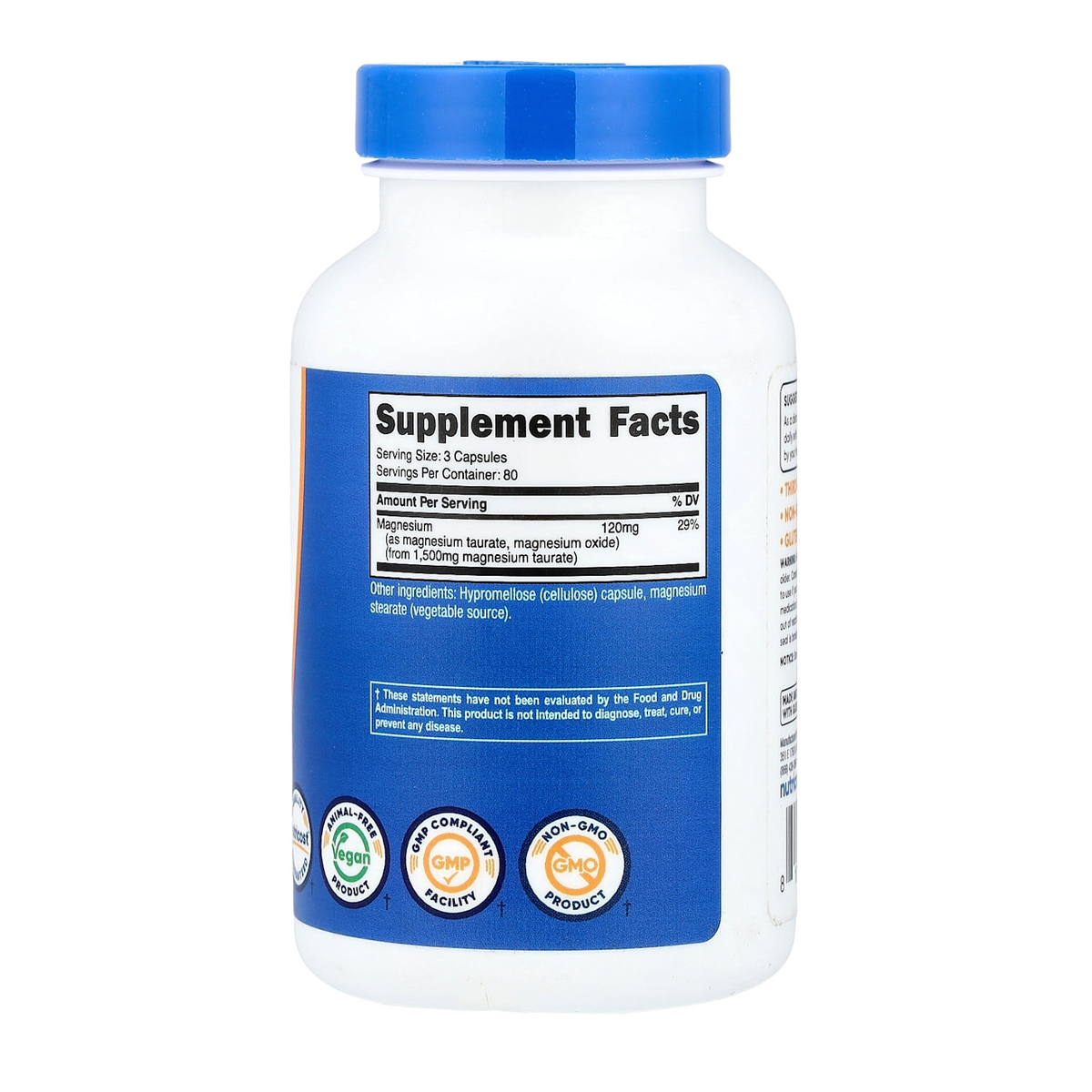 magnesium taurate 1500mg 240 nutricost supplement facts