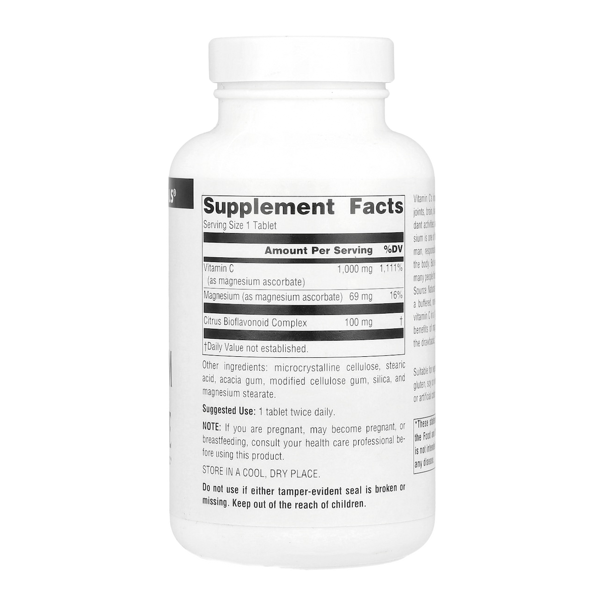 magnesium ascorbate 1000mg 120 source naturals supplement facts