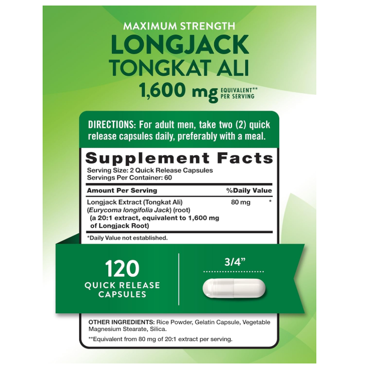 Nature's Truth Longjack (Tongkat Ali) – 1600 mg | 120 Capsules