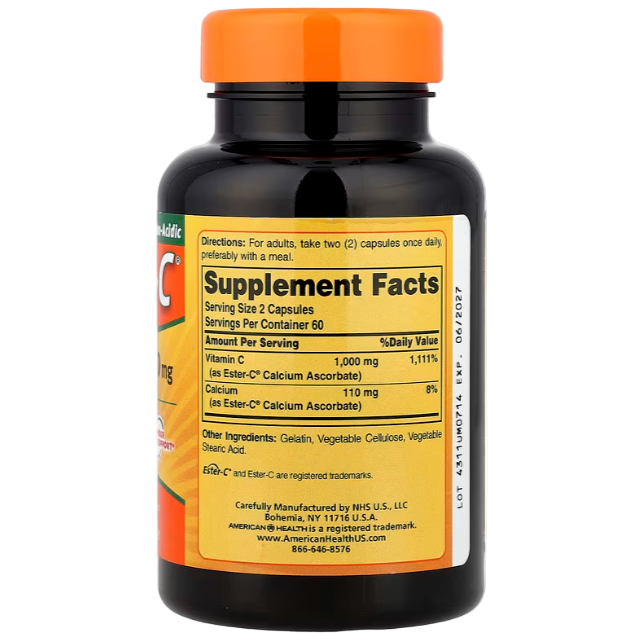 American Health Ester-C® – 120 Capsules | Gentle, Non-Acidic Vitamin C for Immune & Antioxidant Support