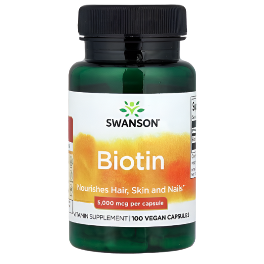 Swanson Biotin (Vitamin B7) – 5000 mcg, 100 Capsules