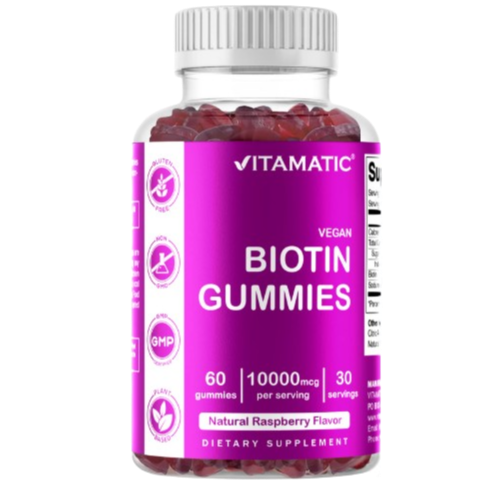 Vitamatic Biotin Gummies 10,000 mcg for Stronger Hair, Skin & Nails - 60 Vegan Gummies