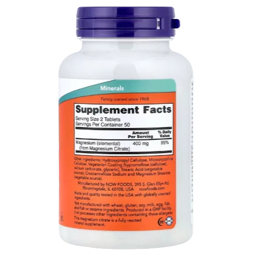 NOW Foods, Magnesium Citrate, 200 mg, 100 Tablets