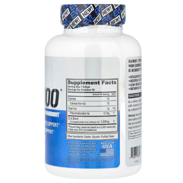 EVLution Nutrition CLA1000® – Stimulant-Free Weight Management, 90 Softgels