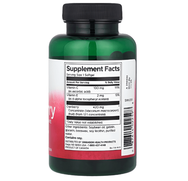 Swanson Cranberry Whole Fruit Concentrate – Super Strength | 60 Softgels | Urinary Tract & Antioxidant Support