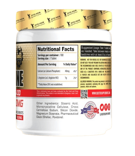 Dexter Jackson L-Arginine Tablets 180 Servings, 1000mg Per Serving