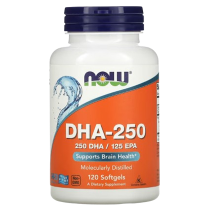 NOW Foods DHA-250 – 120 Softgels - High-Potency Omega-3 for Brain, Eye & Heart Health