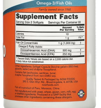 NOW Foods DHA-250 – 120 Softgels - High-Potency Omega-3 for Brain, Eye & Heart Health