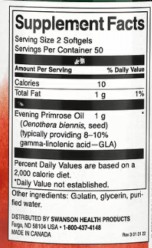 Swanson Evening Primrose Oil – 500mg | 100 Softgels | Hormonal Balance & Skin Health Support