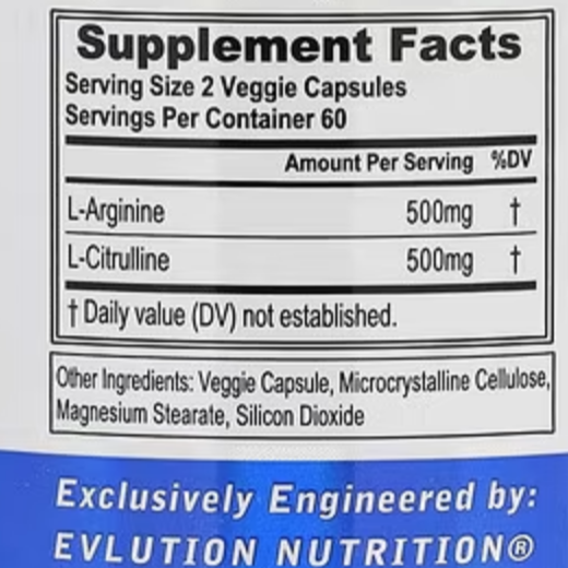 EVLution Nutrition, L-Arginine + L-Citrulline, 120 Veggie Capsules