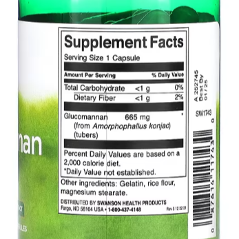 Swanson Glucomannan 665 mg – 90 Capsules