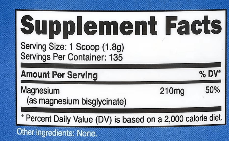 Nutricost Magnesium Glycinate – 250g | Unflavored | High-Absorption Formula for Relaxation & Muscle Support