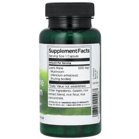 Swanson, Full Spectrum Lion's Mane Mushroom, 500 mg, 60 Capsules