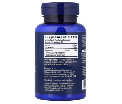 Life Extension Neuro-Mag® Magnesium L-Threonate – 90 Vegetarian Capsules | Brain, Memory & Cognitive Support