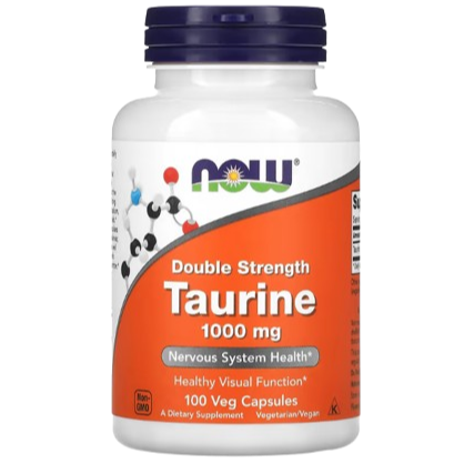 NOW Foods Taurine 1000 mg – Double Strength, 100 Veg Capsules