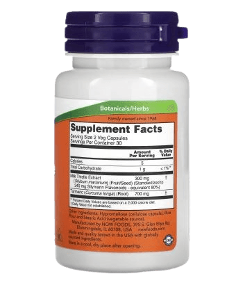 NOW Foods, Milk Thistle Extract with Turmeric, 150 mg, 60 Veg Capsules