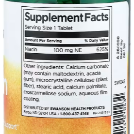 Swanson Niacin 100 mg – 250 Tablets