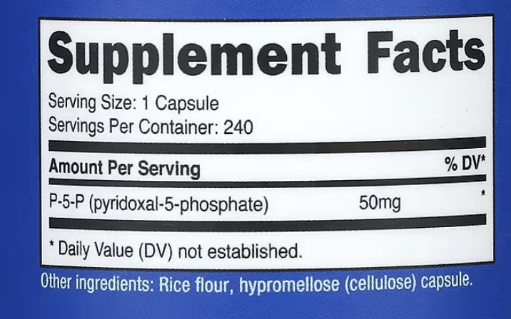 Nutricost P-5-P (Pyridoxal-5-Phosphate) – 50mg | 240 Capsules | Active Vitamin B6 Form