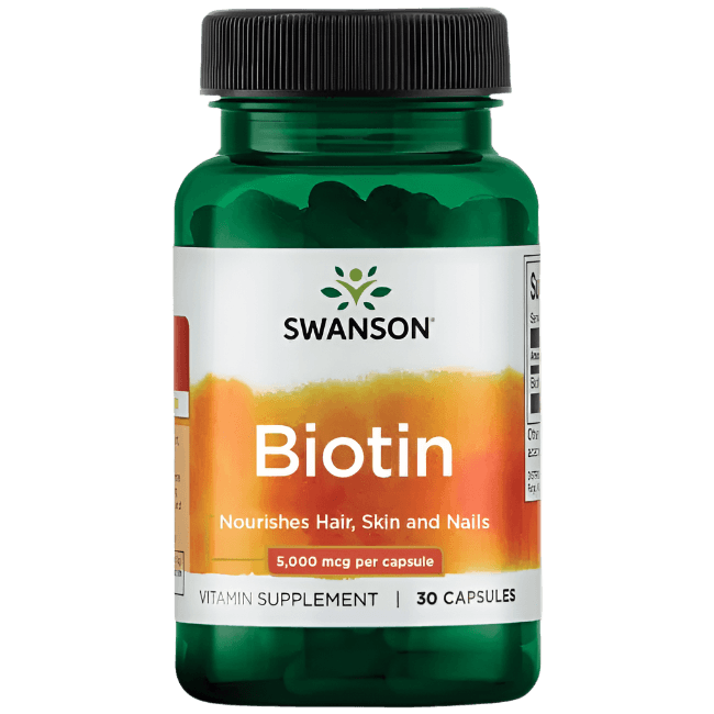 Swanson Biotin (Vitamin B7) – 5000 mcg | 30 Capsules
