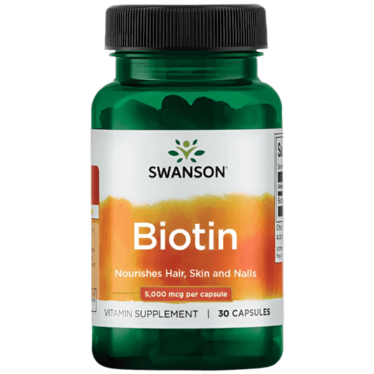 Swanson Biotin (Vitamin B7) – 5000 mcg | 30 Capsules