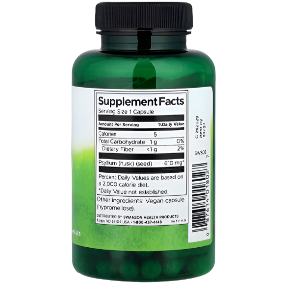 Swanson, Psyllium Husks, 610 mg, 100 Vegan Capsules
