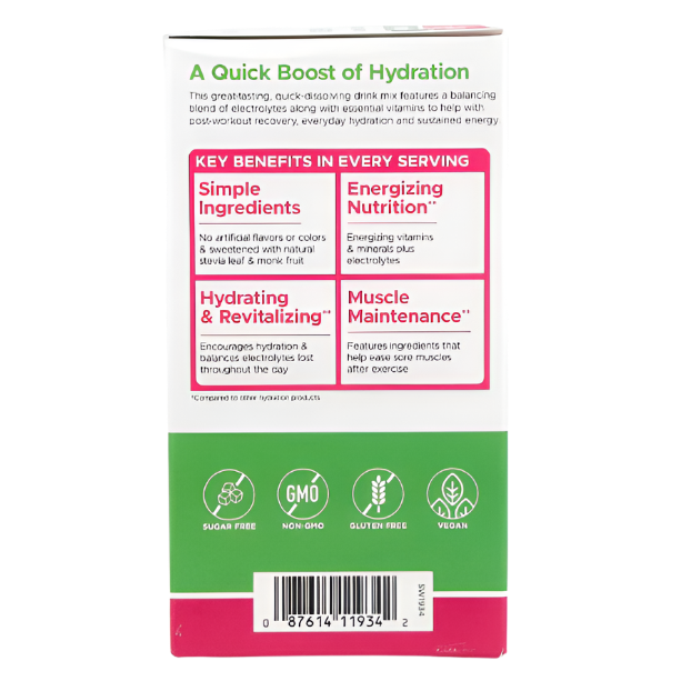 Swanson Simply Hydrate Electrolyte Mix – Raspberry Lemonade | 30 Stick Packs