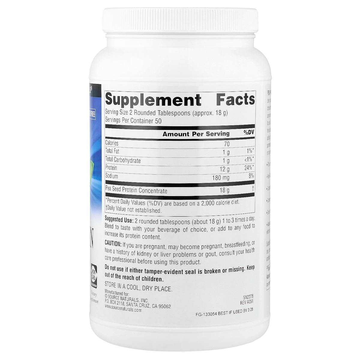 Supplement facts panel
