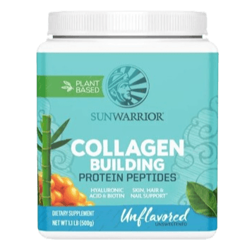 Sunwarrior Vegan Collagen Building Powder Protein Peptide with Biotin, Vitamin C, Hyaluronic Acid for Hair Skin Nail, 30 Servings