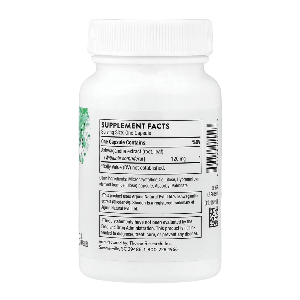 Thorne Ashwagandha – 120mg, 30 Capsules supplement facts